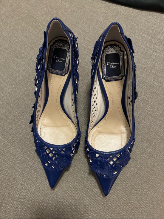 Dior Shoes - Dior Royal Blue Pointed-Toe Floral Laser-Cut Pumps